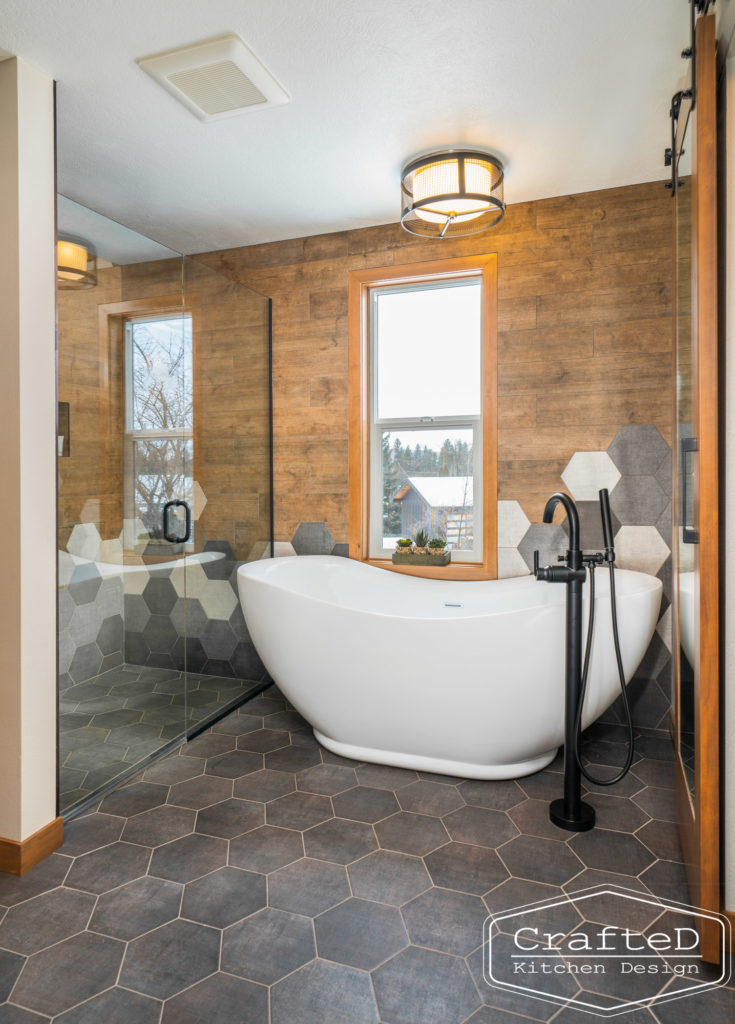 Spokane Coeur d'Alene Interior modern Bathroom Design hexagon tile