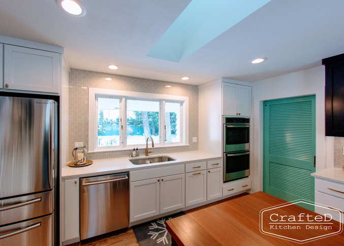spokane interior design blue kitchen door farmhouse style