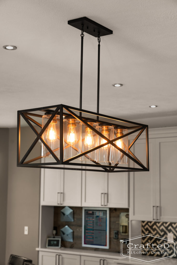 unique decorative lighting pendant above kitchen island