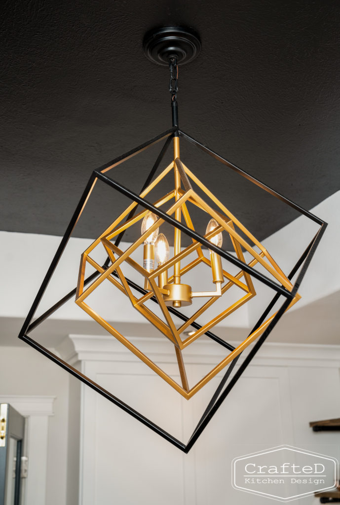 spokane kitchen design, black and gold light