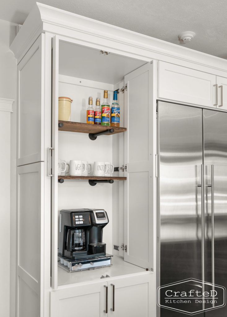 coffee bar station with floating shelves spokane interior design