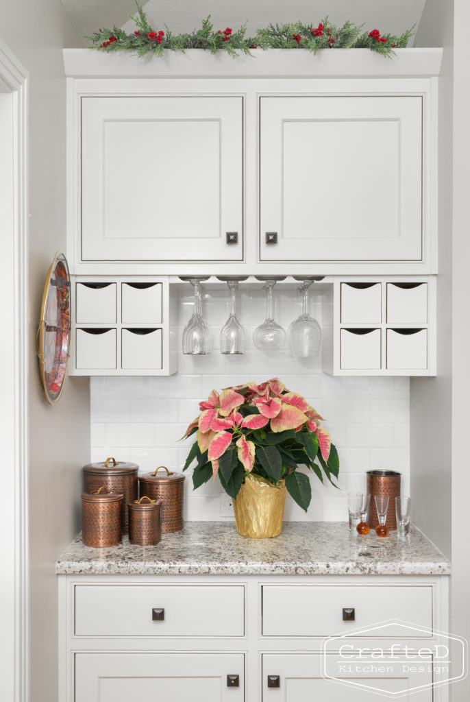 beautiful white wine bar coffee station in kitchen remodel spokane coeur dalene homes