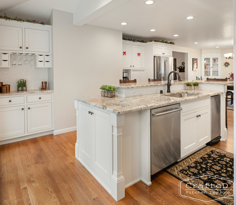 beautiful white wine bar coffee station in kitchen remodel spokane coeur dalene homes