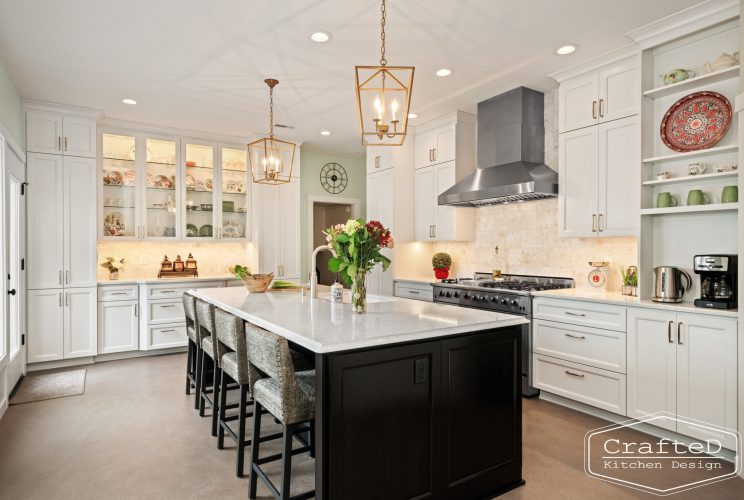 traditional large black and white kitchen with build in hutch spokane cda kitchen remodel